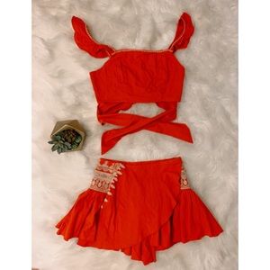 Free People orange two piece set